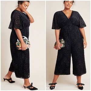 NEW Anthro Greylin Cerise Leopard Velvet Jumpsuit